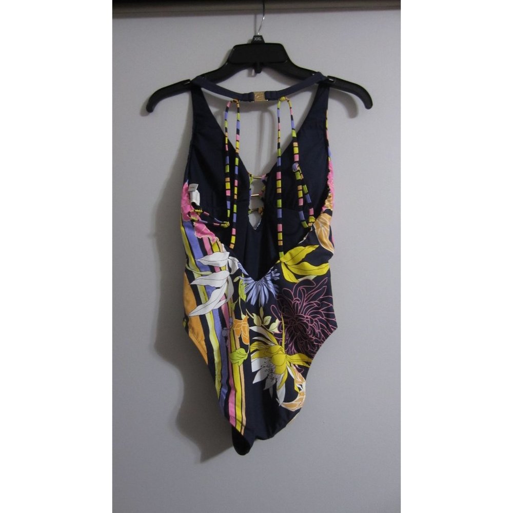 Trina Turk Navy Floral One-Piece Swimsuit with Pink & Yellow Accents - Picture 5 of 9